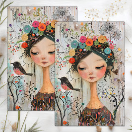 PAPEL DE SEDA DECOUPAJE DE NIÑAS DE FLORES BOHO