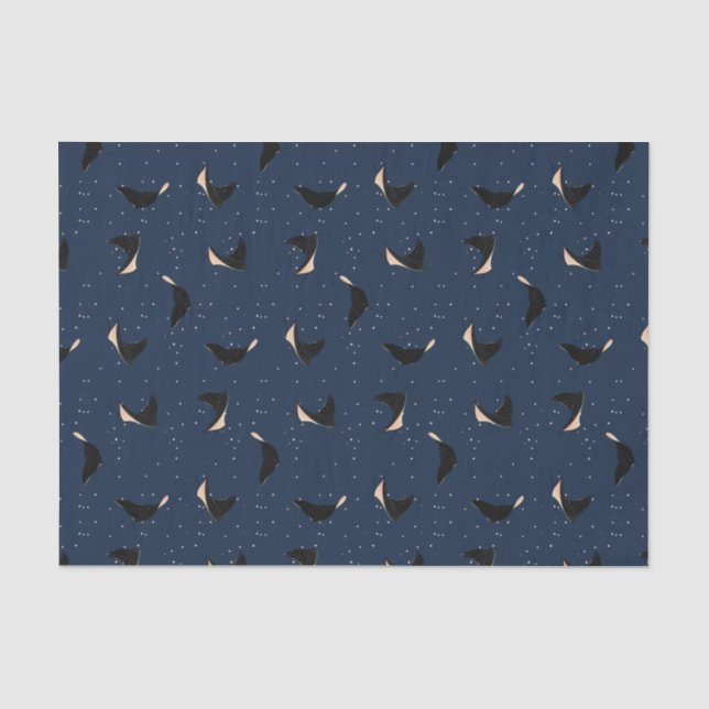 Papel De Seda Deep Blue Underwater Spot Sea Ray Fish (Anverso)