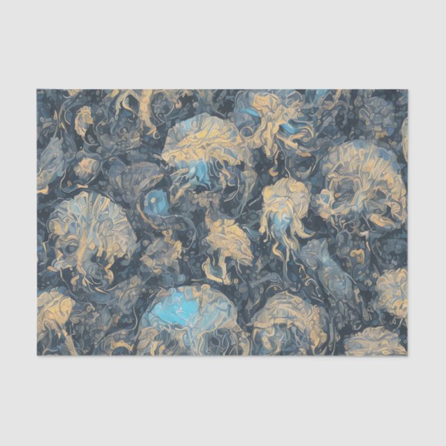 Papel De Seda Deep Ocean Mystical Jellyfish Pattern Eéret Art (Anverso)