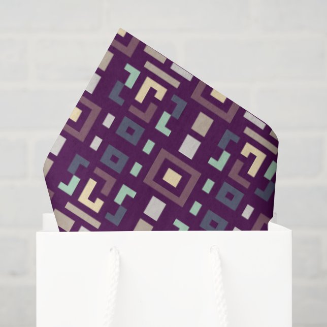 Papel De Seda Deep Purple y Terroso Abstracto Geométrico (Bolsa de regalo)