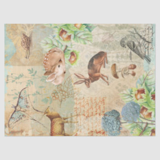Papel De Seda Deer Decoupage de Conejo de Vida Silvestre Woodlan