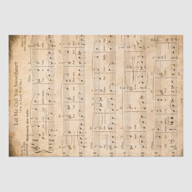 Papel De Seda Déjenme Llamarte Querida Hoja De Música Valentín (Anverso)