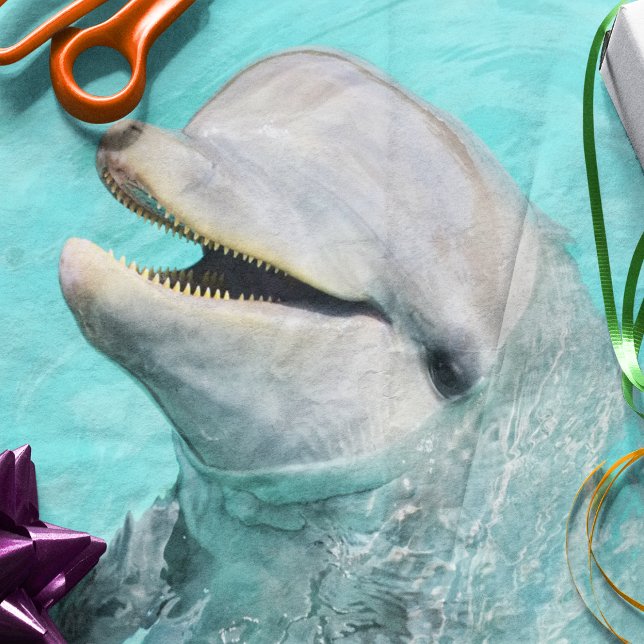 Papel De Seda Delfín Feliz Sonriente (Ocean-inspired tissue paper for gifts, scrapbooking, and creative decoupage projects.






)