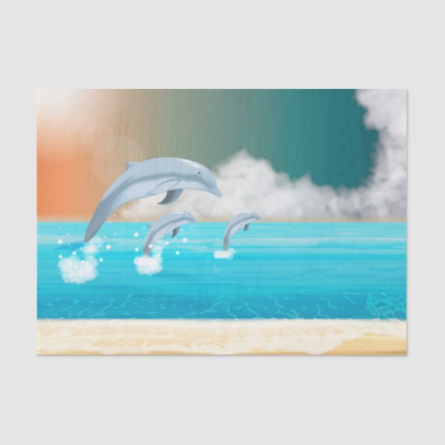 Papel De Seda delfines saltando en el océano        (Anverso)