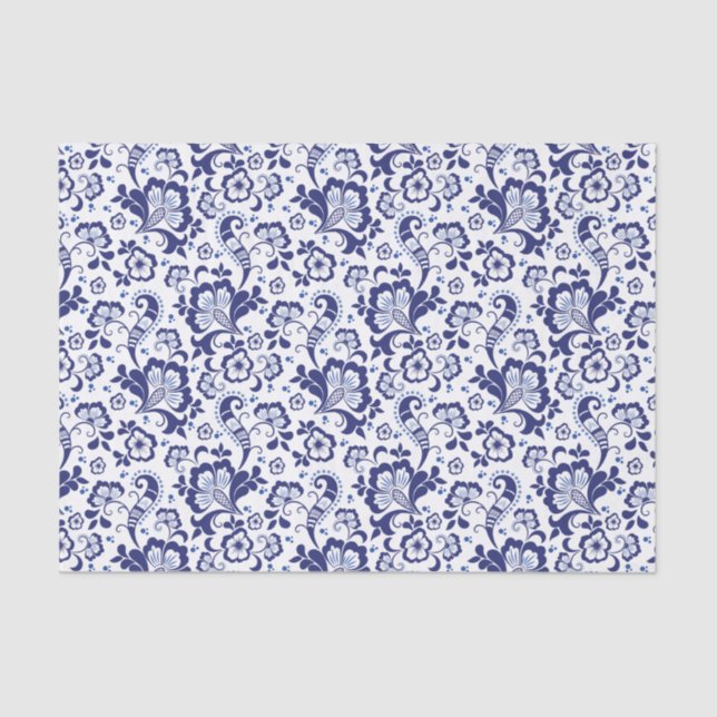 Papel De Seda Delfts Blauw | Boda Delft Blue Floral Dutch (Anverso)