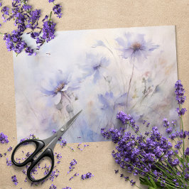 Papel De Seda Delicada, elegante decoupage floral de anémona púr