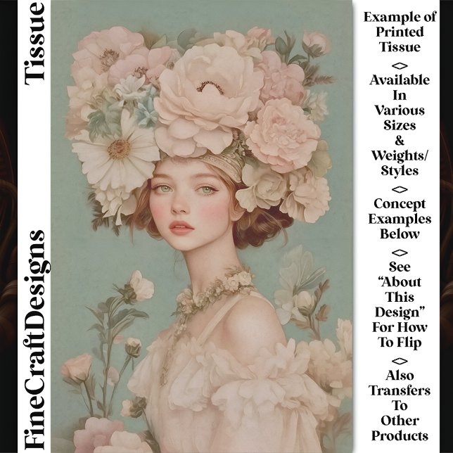 Papel De Seda Delicada retrato mujer flor cabeza CP2 desconexión (Subido por el creador)