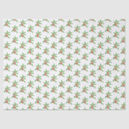 Papel De Seda Delicadas bayas de acebo Navidad