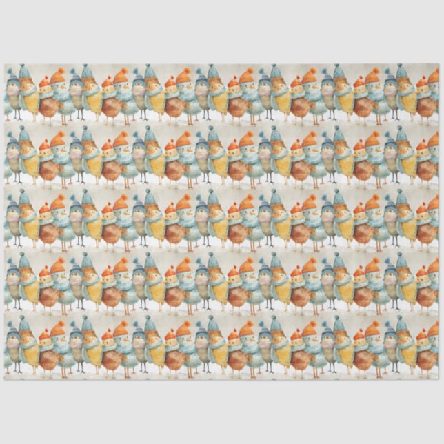 Papel De Seda Delicadas gallinas personalizados en gorras y pañu (Anverso)