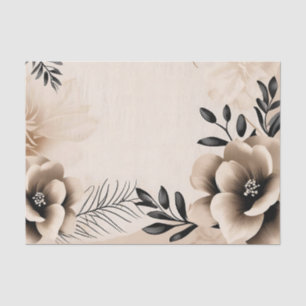 Papel De Seda Delicado fondo beige con flores