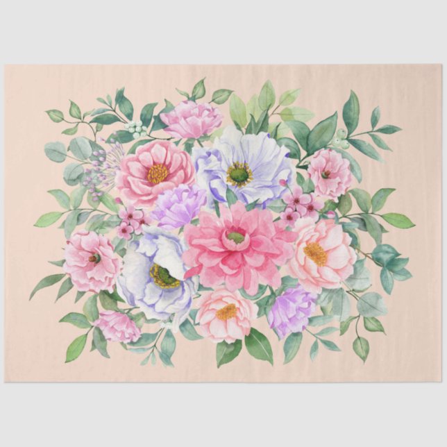 Papel De Seda Delicado jardín de verano Fiesta Flores Desnuda (Anverso)