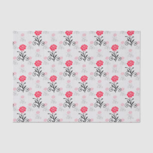 Papel De Seda Delicado Patrón Flor Rojo Floral