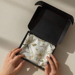 Papel De Seda Delicado Patrón Floral Blanco en Acuarela