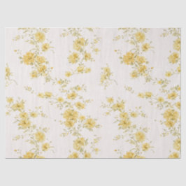 Papel De Seda Delicado patrón floral vintage de color amarillo d