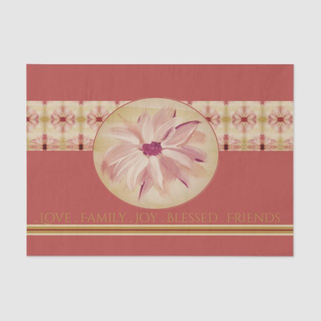 Papel De Seda Delicados motivos florales en rosa y crema (Anverso)