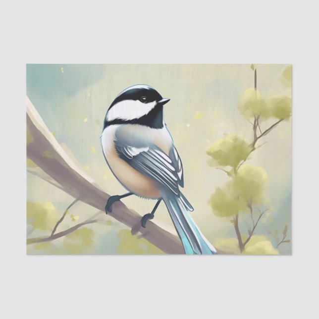 Papel De Seda Delicate Chickadee Bird (Anverso)