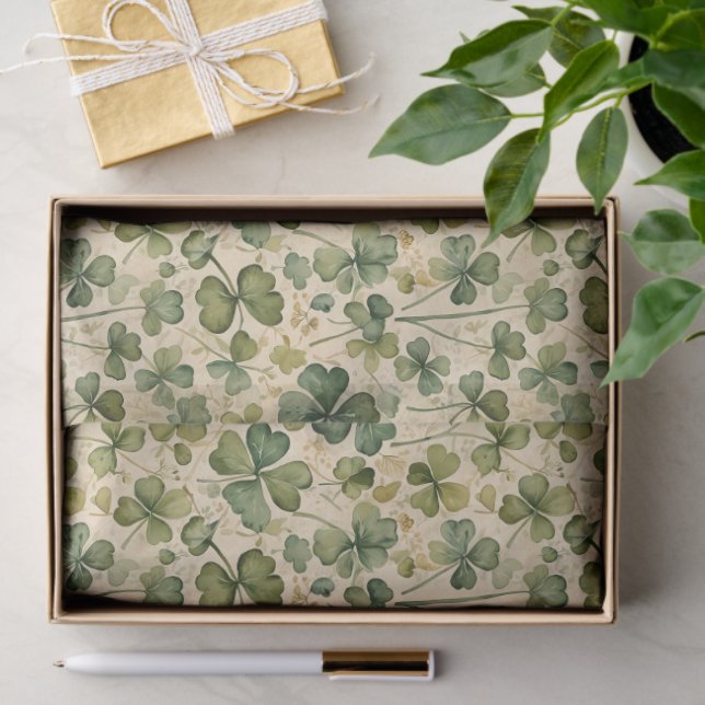 Papel De Seda Delicate Green Shamrocks Seamless (Regalo )