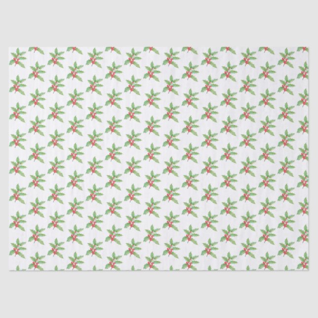 Papel De Seda Delicate Holly berries Christmas (Anverso)