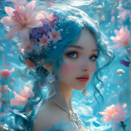 Papel De Seda Delicate Icy Blue Mermaid Decoupage Paper v1