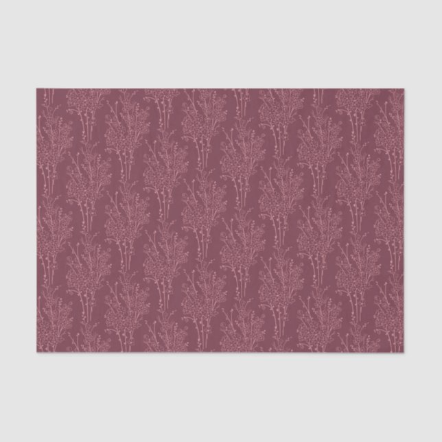 Papel De Seda Delicate Tossed Floral Silhouette | Deep Burgundy (Anverso)