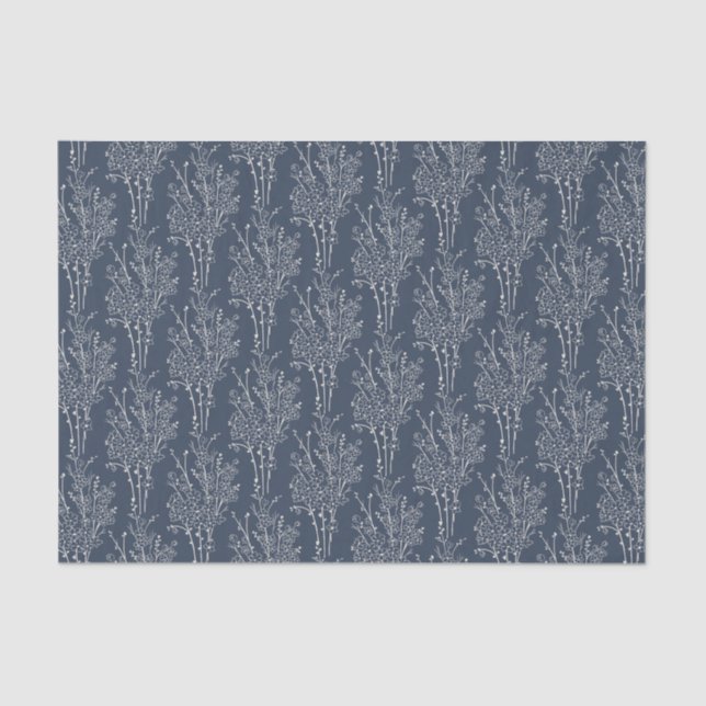 Papel De Seda Delicate Tossed Floral Silhouette | Inky Navy (Anverso)