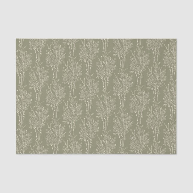 Papel De Seda Delicate Tossed Floral Silhouette | Muted Khaki (Anverso)