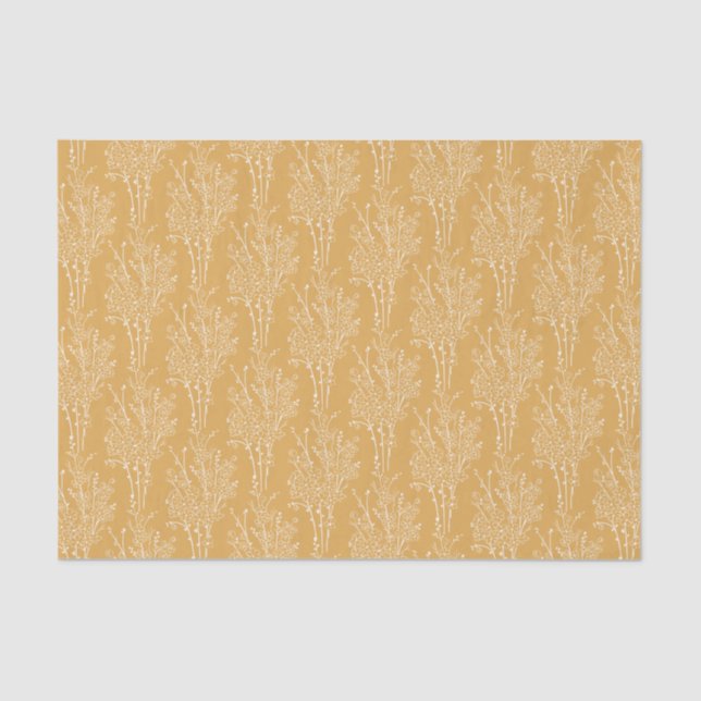 Papel De Seda Delicate Tossed Floral Silhouette | Muted Ochre (Anverso)