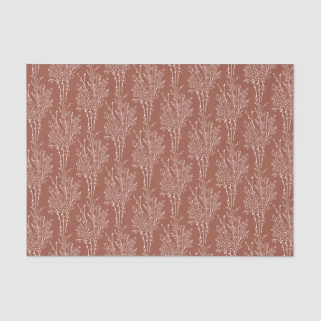 Papel De Seda Delicate Tossed Floral Silhouette | Rusty Sienna (Anverso)