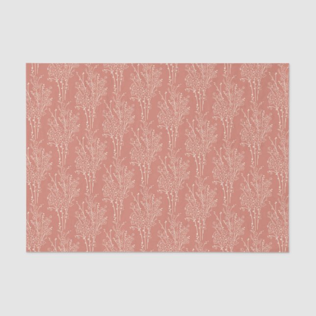 Papel De Seda Delicate Tossed Floral Silhouette | Terracotta (Anverso)