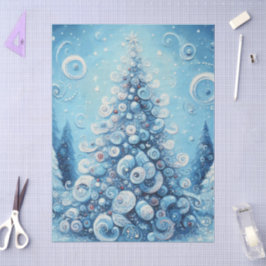 Papel De Seda Deliciosa mancha azul del árbol de Navidad