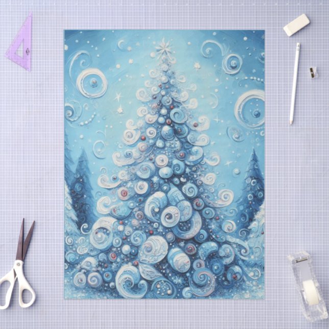Papel De Seda Deliciosa mancha azul del árbol de Navidad (Artesanía)