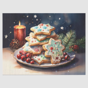 Papel De Seda Deliciosas Galletas de Navidad en un Plato Festivo