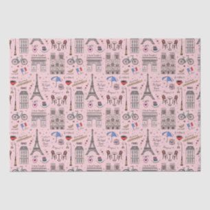 Papel De Seda Deliciosos Doodles de París rosados
