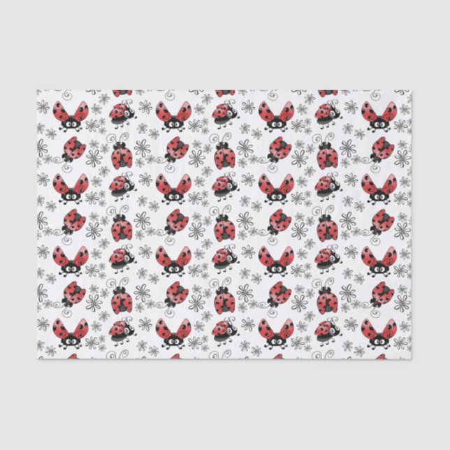 Papel De Seda Deliciosos Ladybugs Con Flores (Anverso)