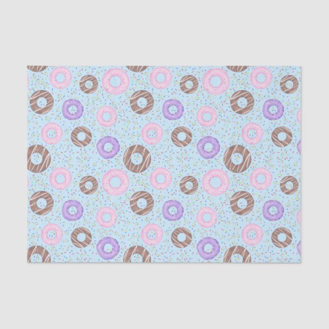 Papel De Seda Delicious Donuts Tissue Paper on Blue (Anverso)