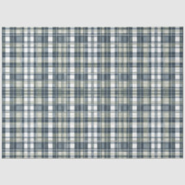 Papel De Seda Denim Blue Sage Green White Plaid Decolour