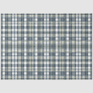 Papel De Seda Denim Blue Sage Green White Plaid Decolour