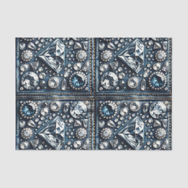 Papel De Seda Denim & Diamonds Bling Gemstone Glam Jewels (Anverso)
