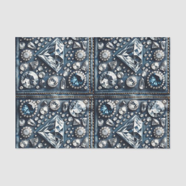 Papel De Seda Denim & Diamonds Bling Piedras Preciosas Joyas Gla (Anverso)