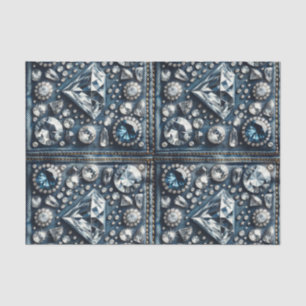 Papel De Seda Denim y Diamantes Brillante Piedra Preciosa Joyas 