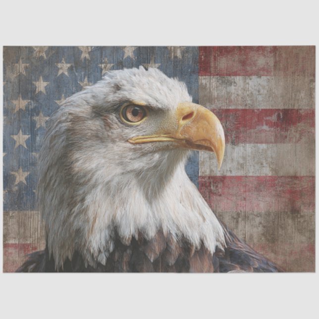 Papel De Seda Deoupage Bald Eagle Deathered American Flag (Anverso)