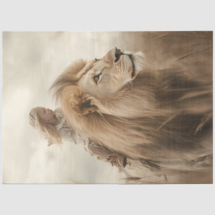 Papel De Seda Deoupage Whimsical Child Riing Lion