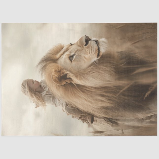 Papel De Seda Deoupage Whimsical Child Riing Lion (Anverso)