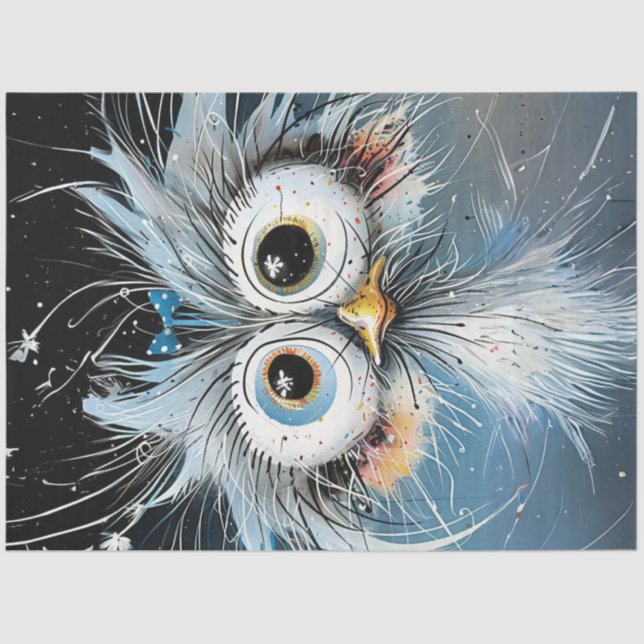 Papel De Seda Deoupage Whimsical Crazy Eyed Wackadoodle Owl (Anverso)