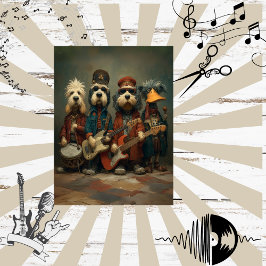 Papel De Seda Deoupage Whimsical Rock Band Dogs Duck