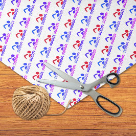 Papel De Seda Deportes de patrón púrpura azul para nadadores