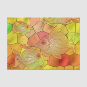 Papel De Seda Depósito de pez de vidrio manchado de color amaril