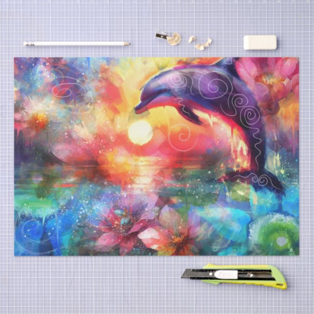 Papel De Seda Depuración acuática de delfines caprichosos (Artesanía)