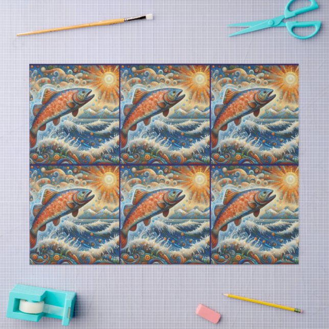 Papel De Seda Depuración capilar de peces Salmón con cristales t (Artesanía)