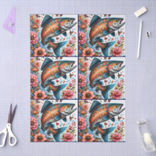 Papel De Seda Depuración capilar de peces salmón floral